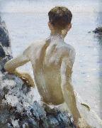 Henry Scott Tuke Beach Study oil painting